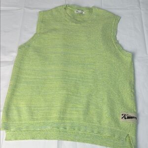 Zara Lime Green Sleeveless Crewneck Sweater